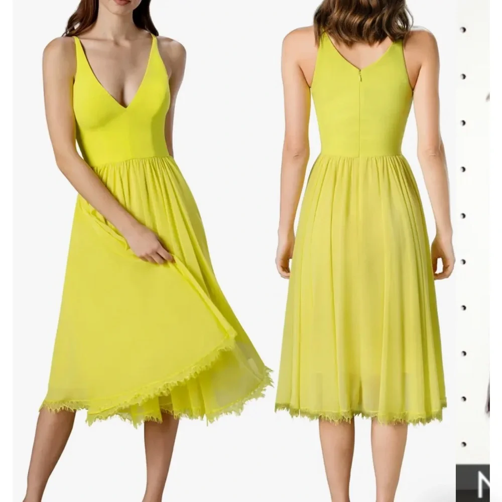 Stunning Alicia Mixed Media Midi Dress in Lemongrass. - Picture 1 of 8